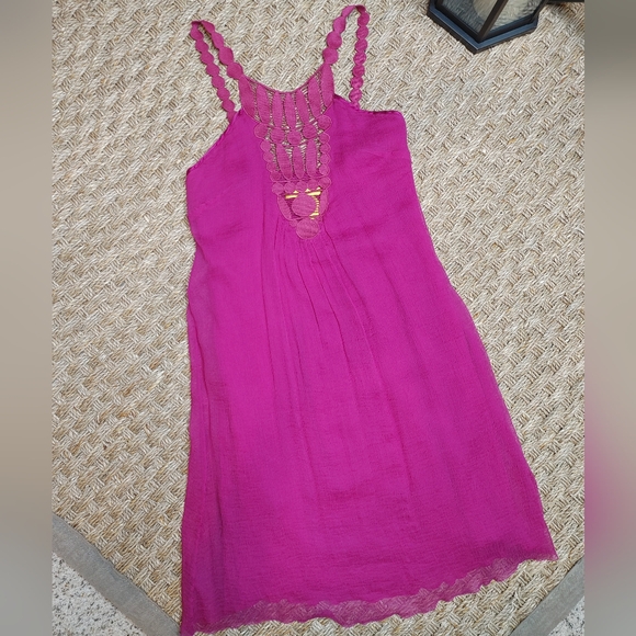 CATHERINE MALANDRINO CREPE SILK DRESS,PURPLE-MAGENTA 2P - Picture 3 of 9